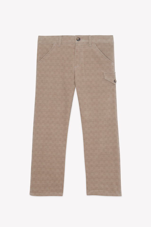 Trousers - Cotton mocha Check - Image principale