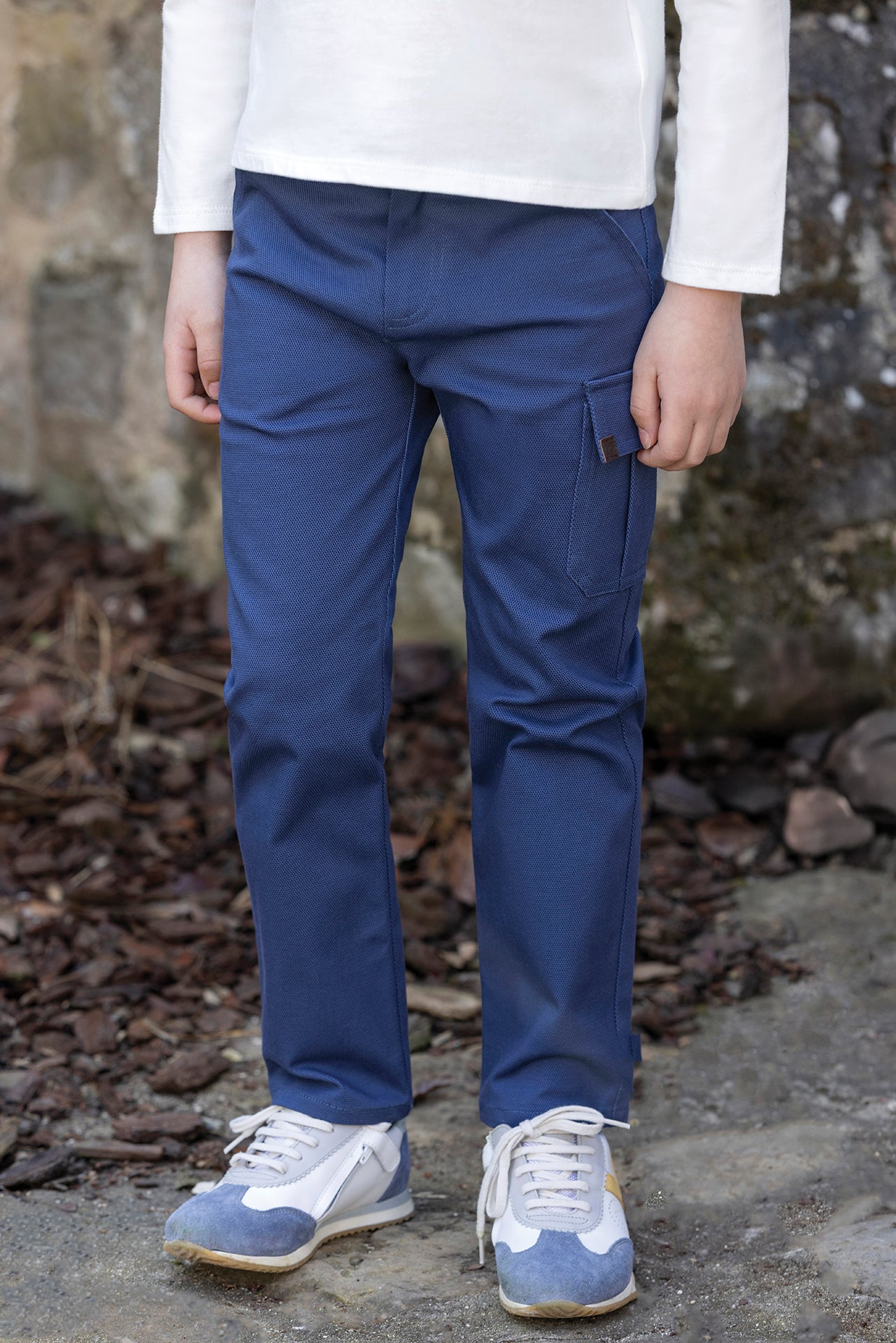 Hose – Strukturierte Baumwolle in Indigo