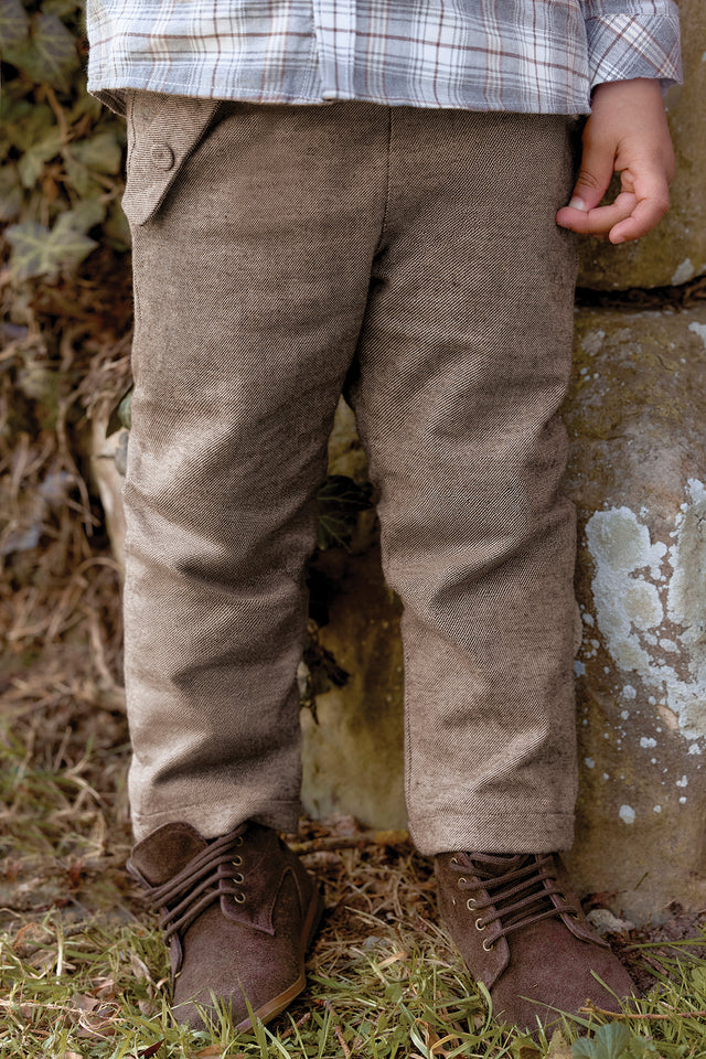 Pantalon - Algodón jaspeado chocolate - Image principale