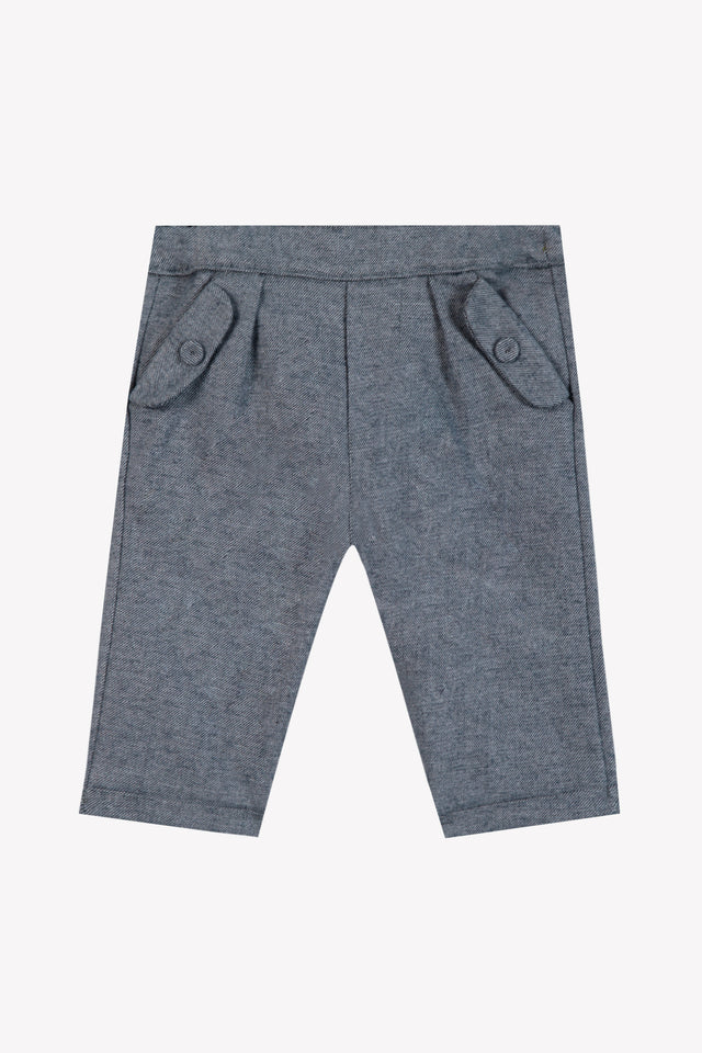 Pantalon - Azul marino algodón jaspeado - Image principale