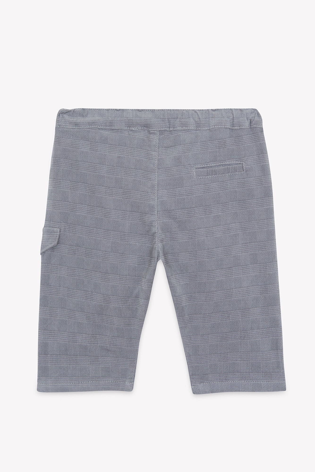 Pantalon - Gris patrón de tablero de ajedrez de algodón medio
