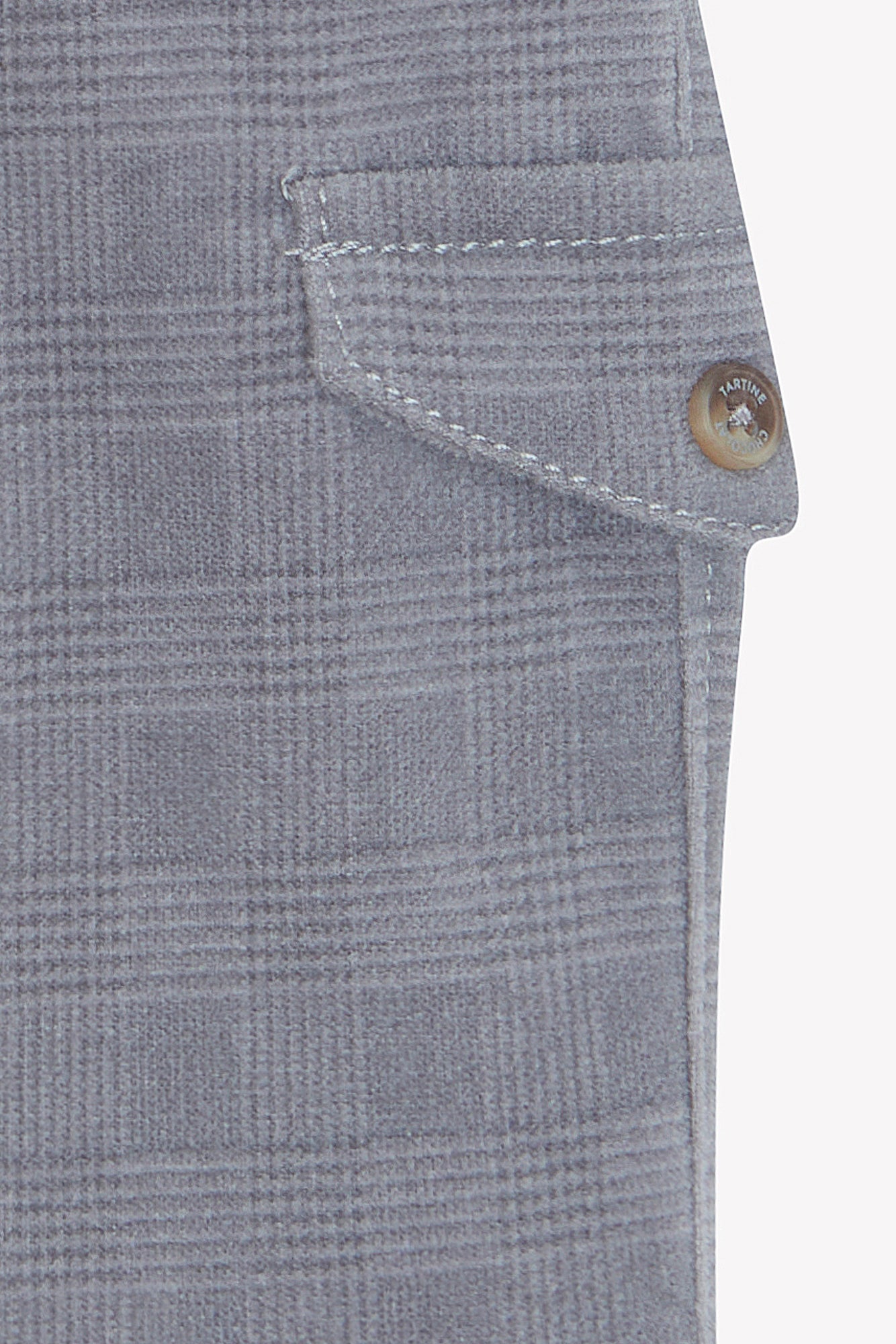 Pantalon - Gris patrón de tablero de ajedrez de algodón medio