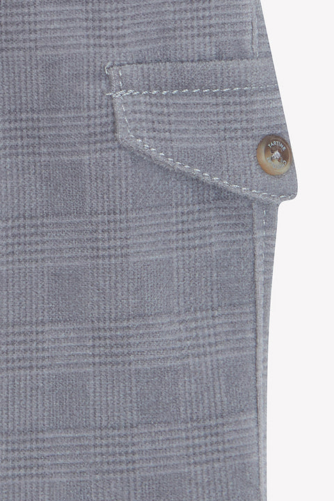Pantalon - Gris patrón de tablero de ajedrez de algodón medio - Image principale