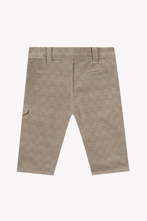 Pantalon - Patrón de cuadros de algodón moca - Image principale