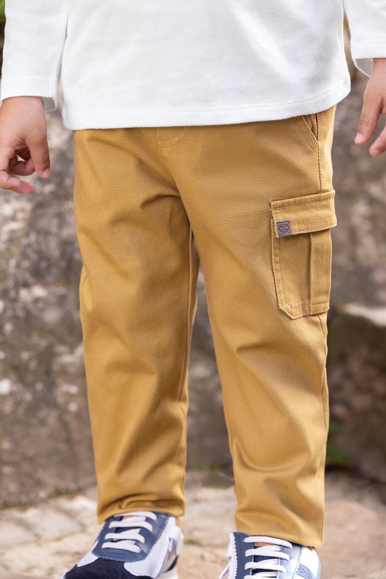 Pantalon - Piqué de algodón mostaza
