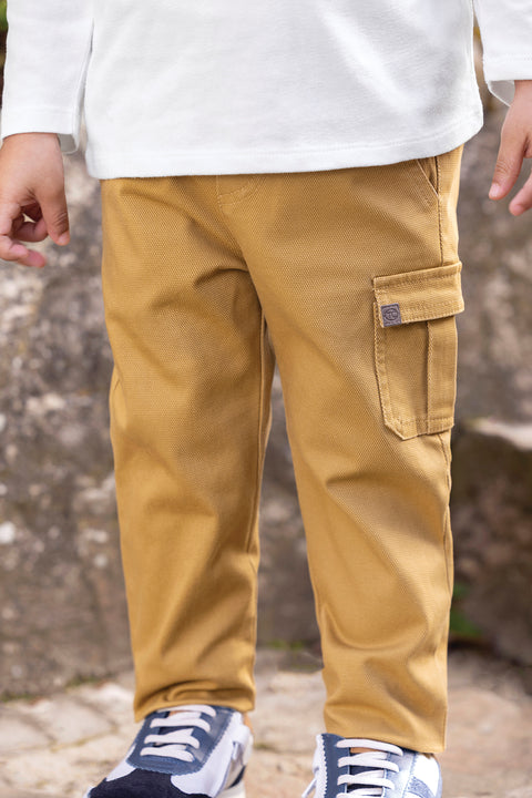 Pantalon - Piqué de algodón mostaza - Image principale