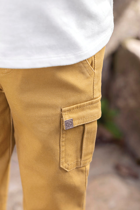 Pantalon - Piqué de algodón mostaza - Image principale