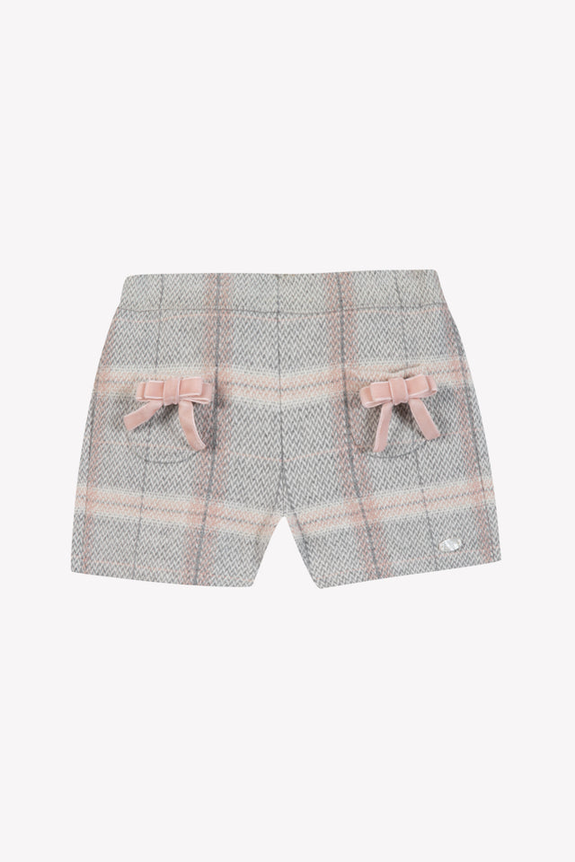 Kurze Hose - Beige mittel Wolle Karo - Image principale