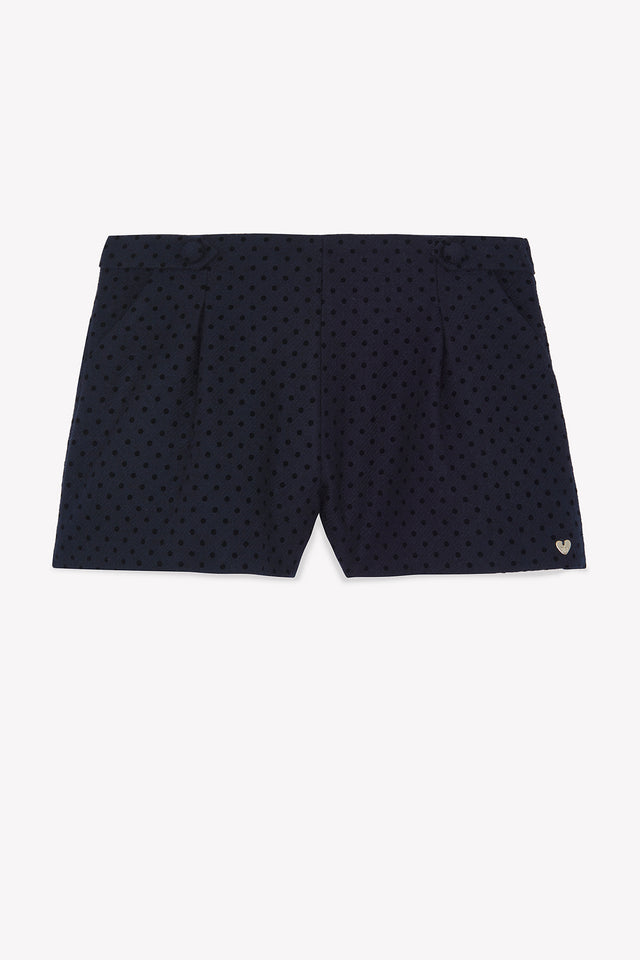 Kurze Hose  - Marineblau Wolle Polka-Dot-Muster - Image principale