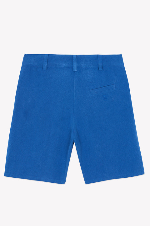 Short - Bleu coton lin boutons - Image principale