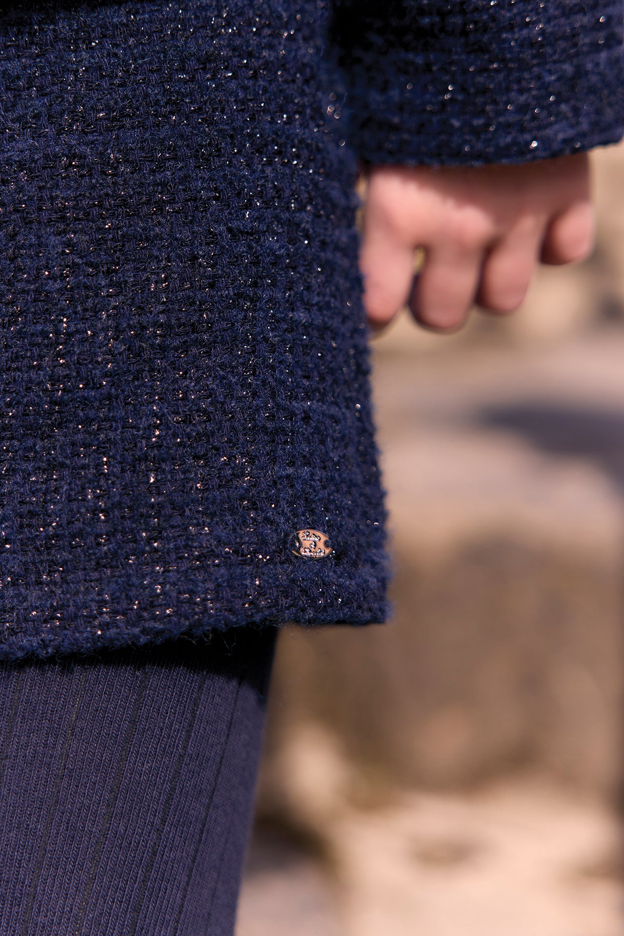 Short  - Marine tweed boutons dorés