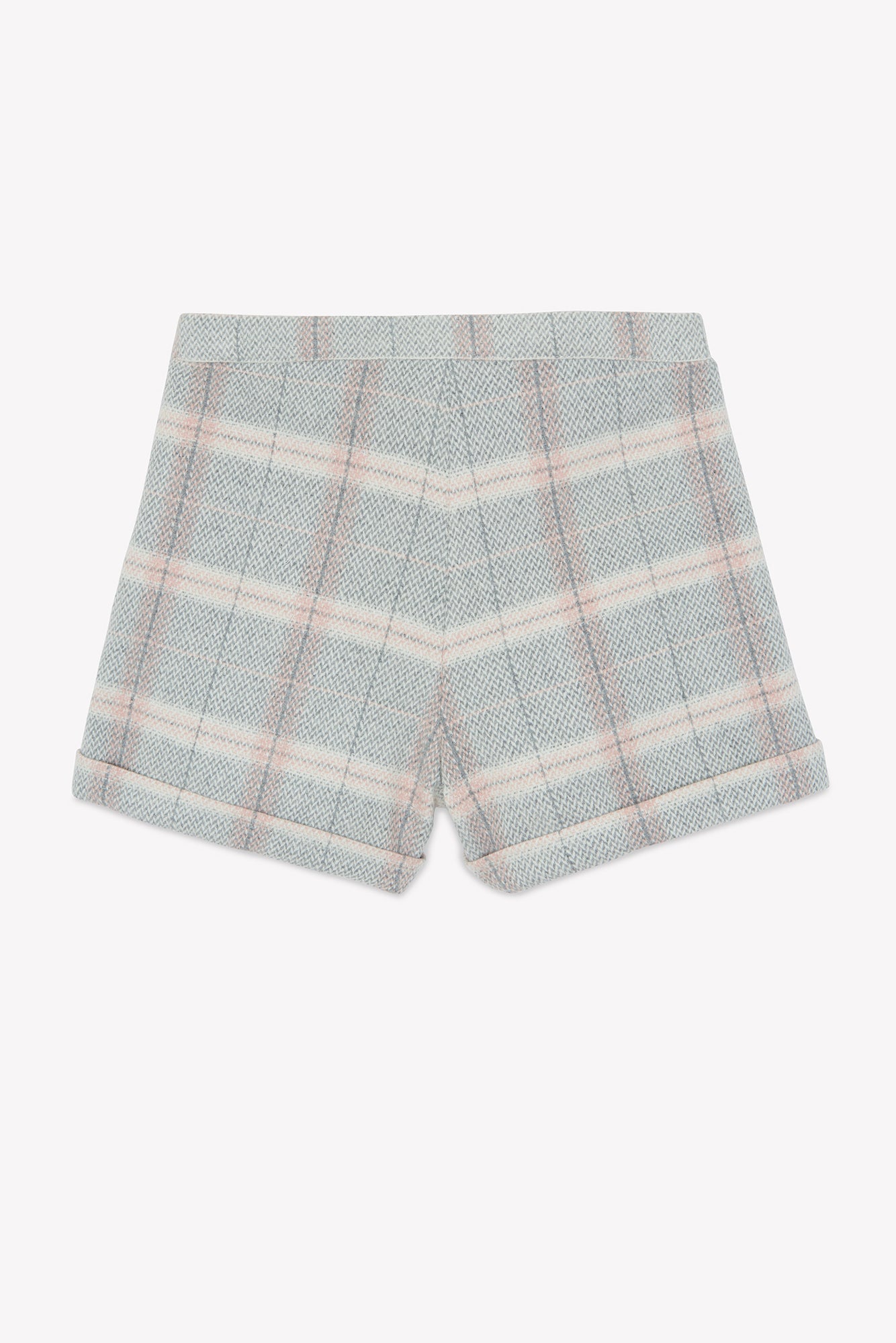 Kurze Hose  - Beige mittel Wolle Karo