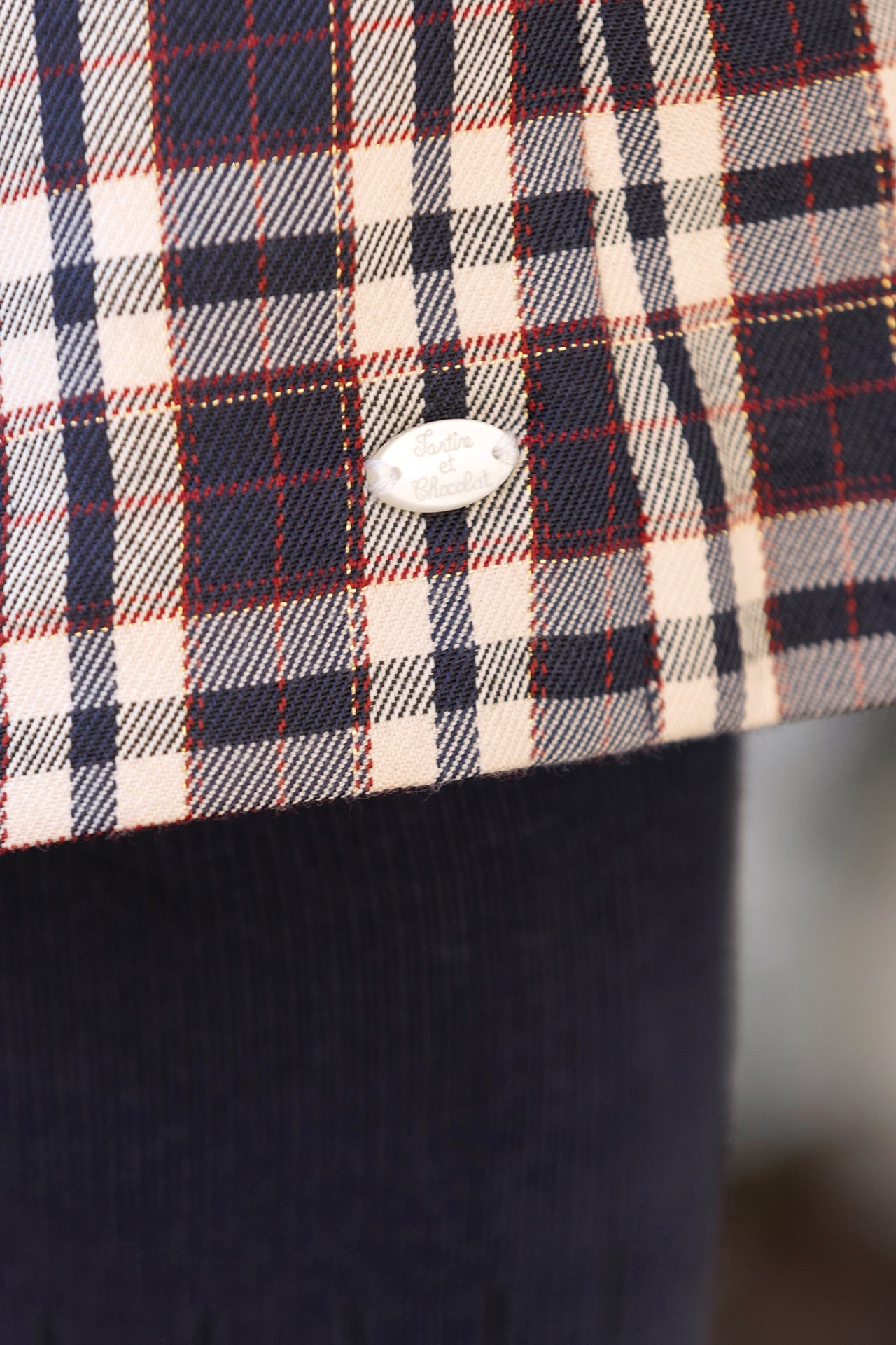 Skirt - Navy Check Bow