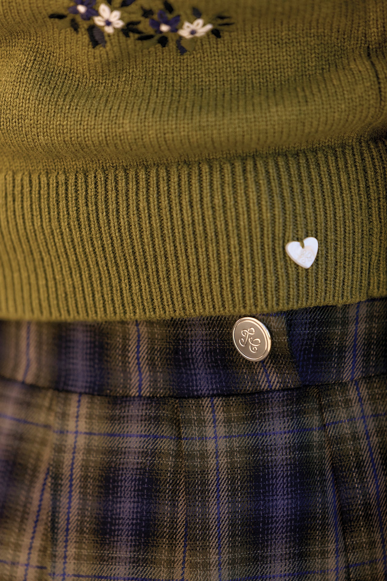 Jupe - Marine coton motif tartan