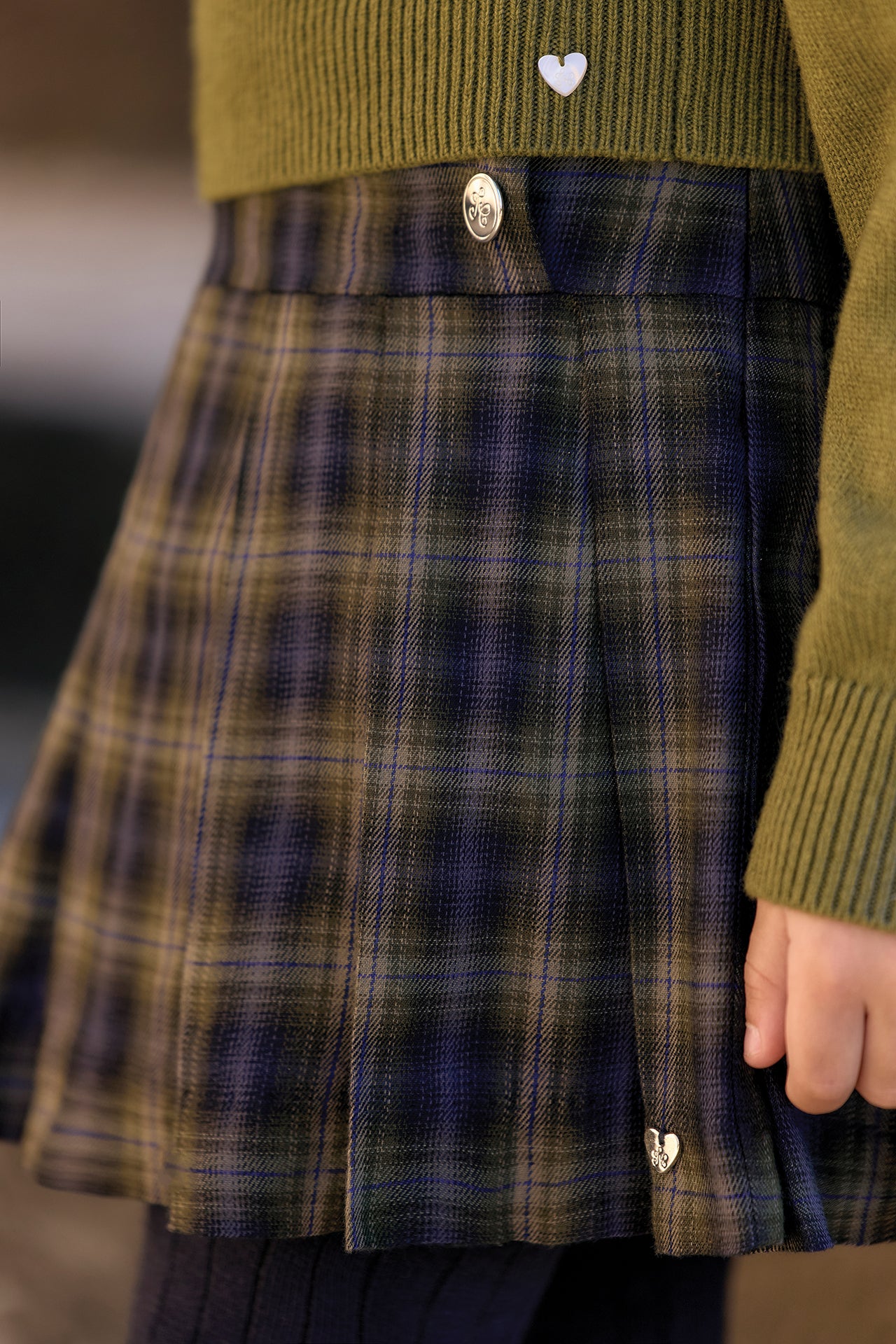 Jupe - Marine coton motif tartan