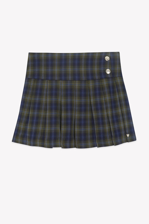 Rock - Marineblau Baumwoll-Tartan-Muster - Image principale