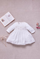 Kleid - Ecru Baumwolle Rundhals