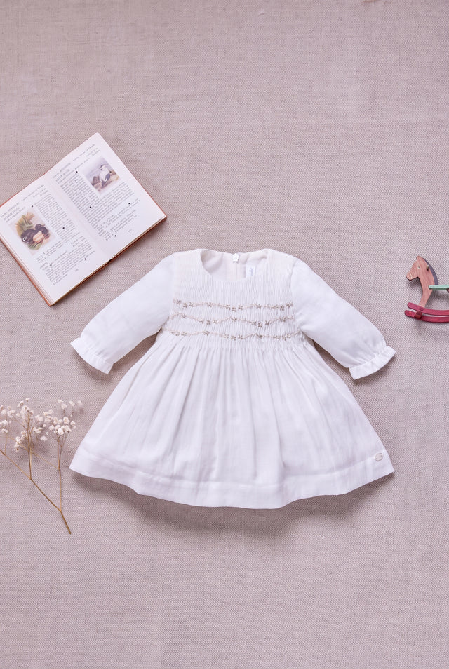 Dress - Ecru cotton Round neck - Image principale