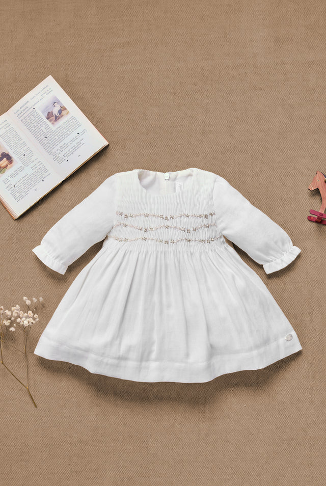 Robe - Ecru coton col rond - Image principale
