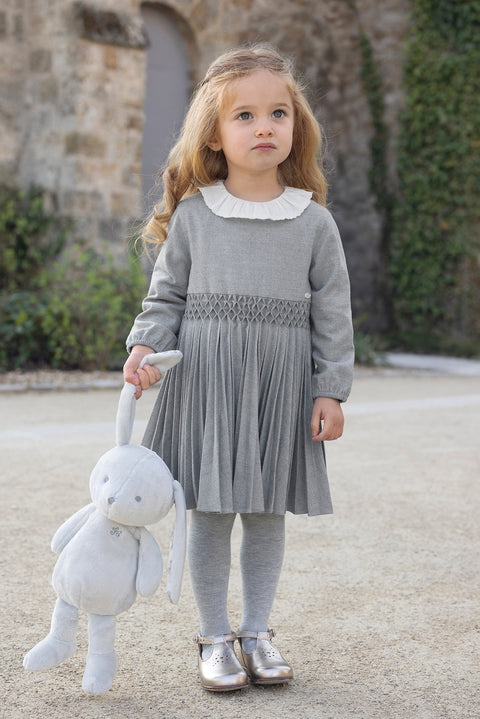Robe - Gris moyen col rond plis plats - Image principale
