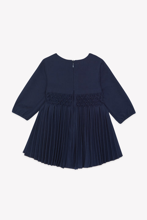 Vestito - Blu navy Colletto Girocollo Pieghe piatti - Image principale