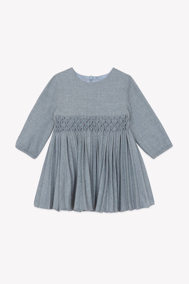 Robe - Gris moyen col rond plis plats - Image principale
