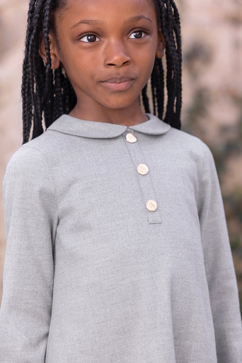 Dress - Grey heather Peter pan collar Pleats dishes - Image principale