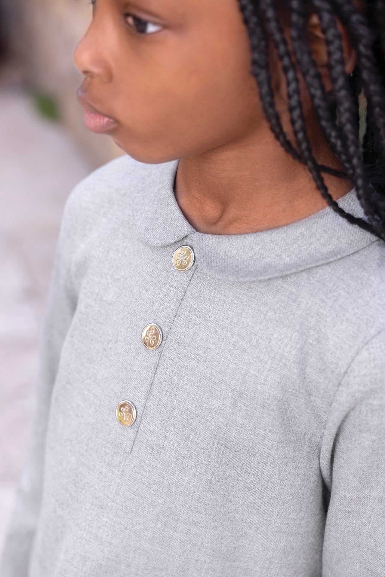 Dress - Grey heather Peter pan collar Pleats dishes