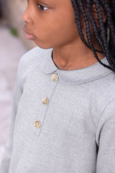 Dress - Grey heather Peter pan collar Pleats dishes - Image principale