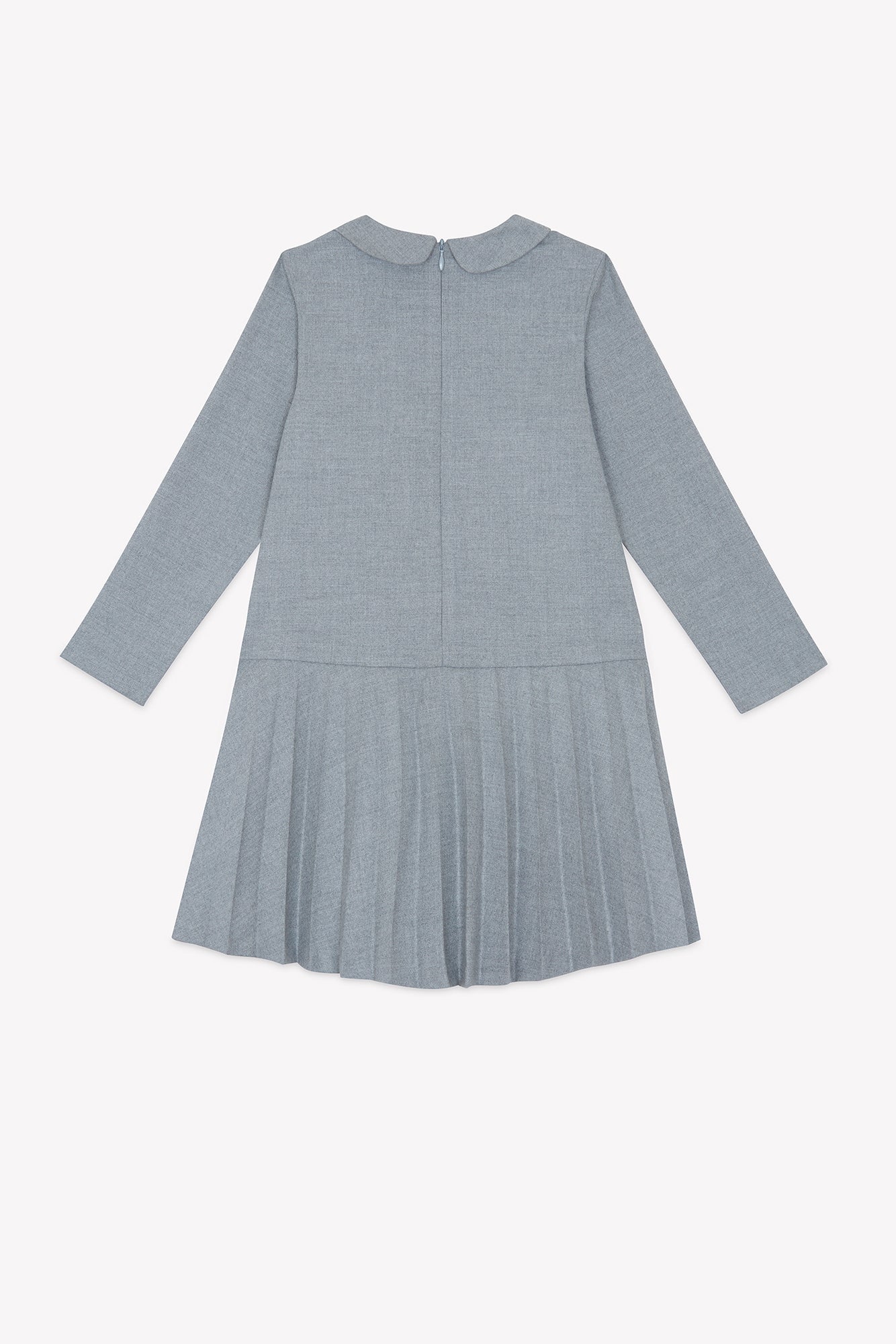 Dress - Grey heather Peter pan collar Pleats dishes
