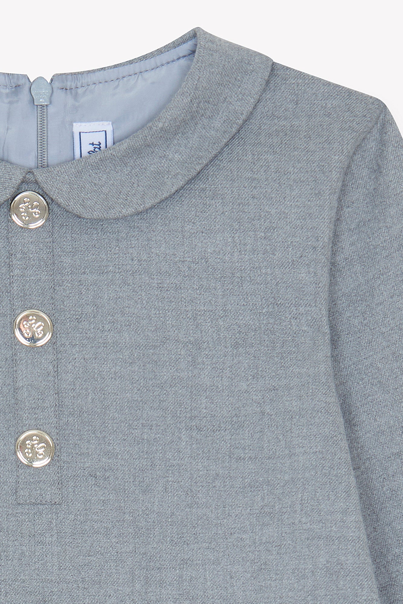 Dress - Grey heather Peter pan collar Pleats dishes