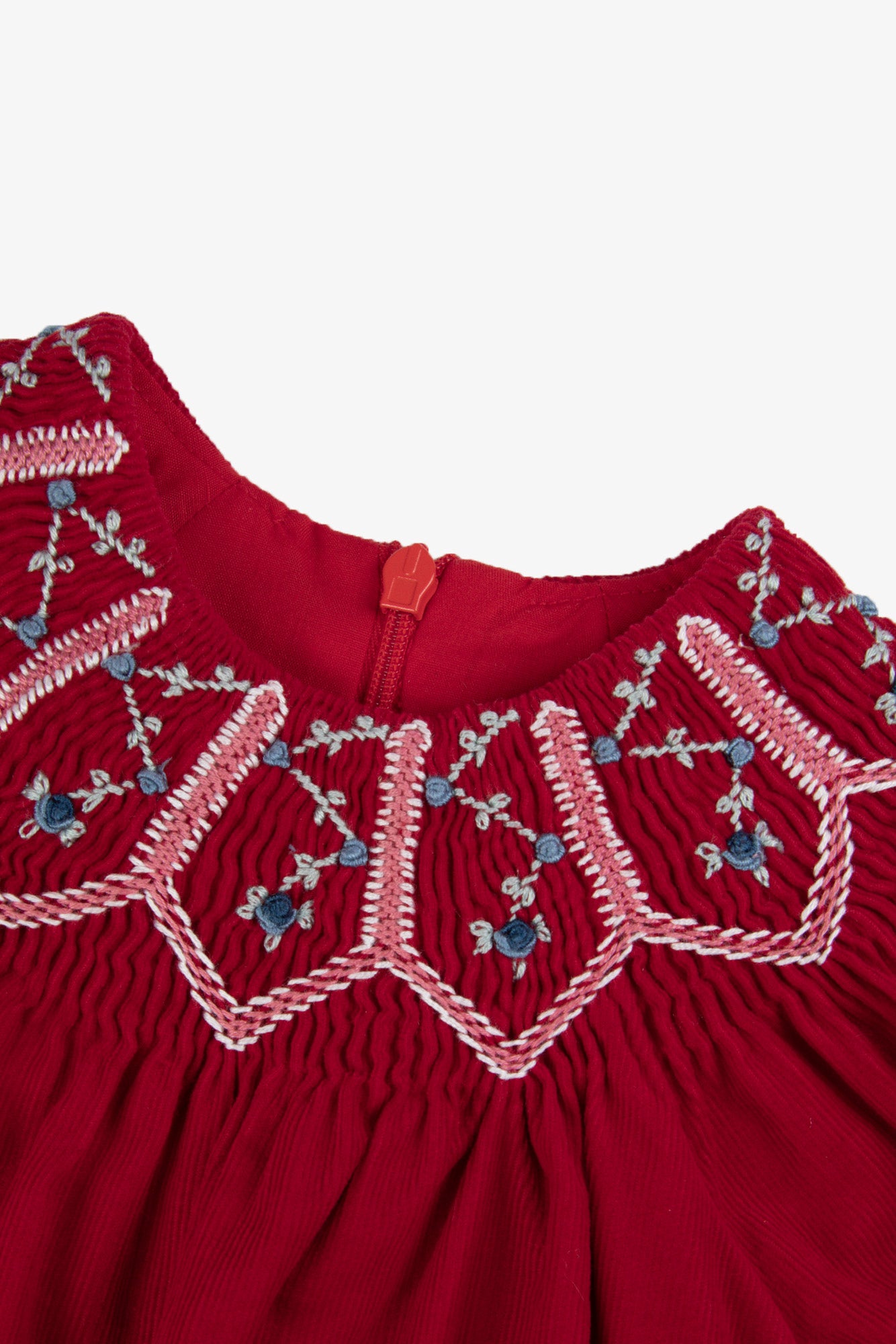 Vestito - Fiorellini in cotone color ciliegia