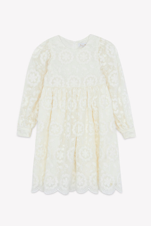 Robe - Ecru col rond broderies - Image principale