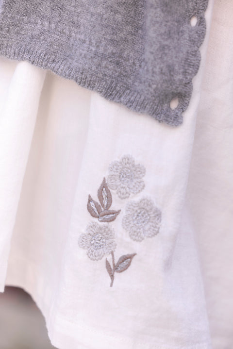 Robe - Ecru coton broderies fleurs - Image principale