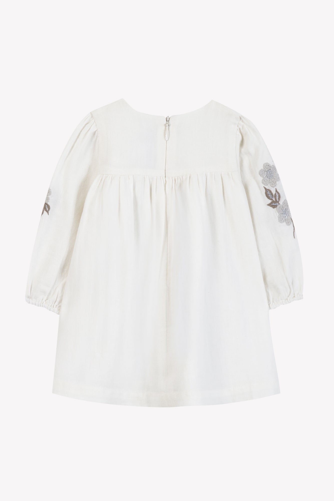 Robe - Ecru coton broderies fleurs