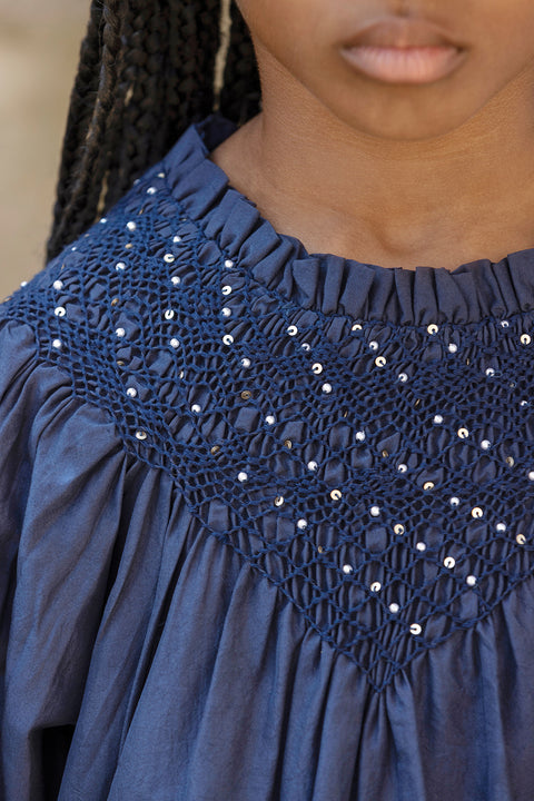 Dress - Navy silk beads - Image principale
