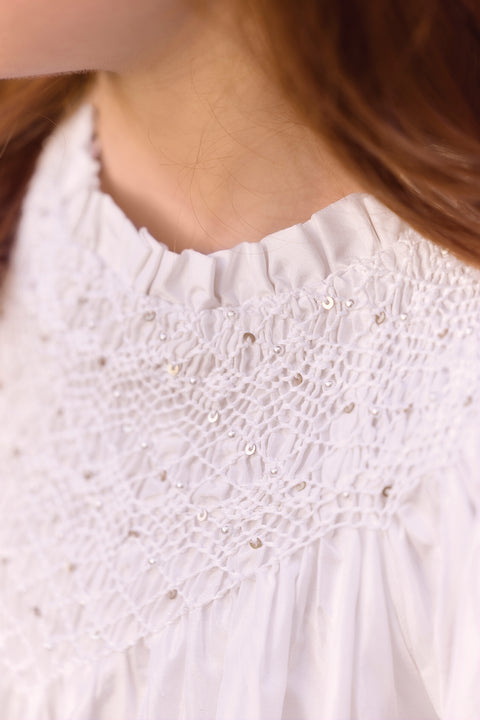 Dress - Ecru silk beads - Image principale