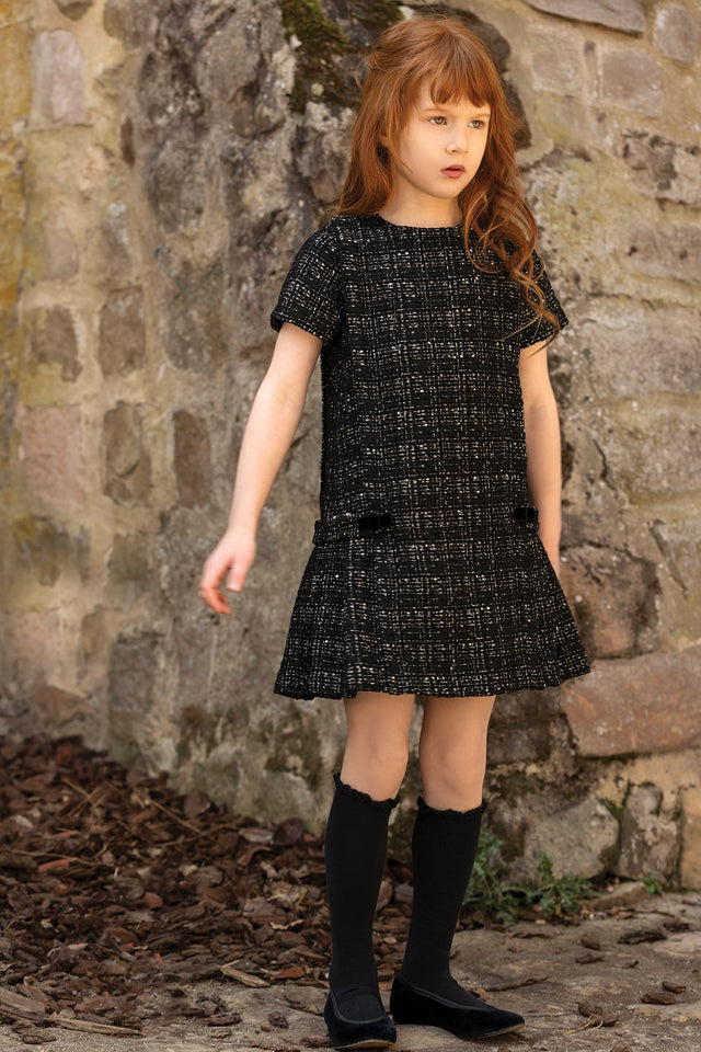 Dress - Black tweed Round neck - Image principale