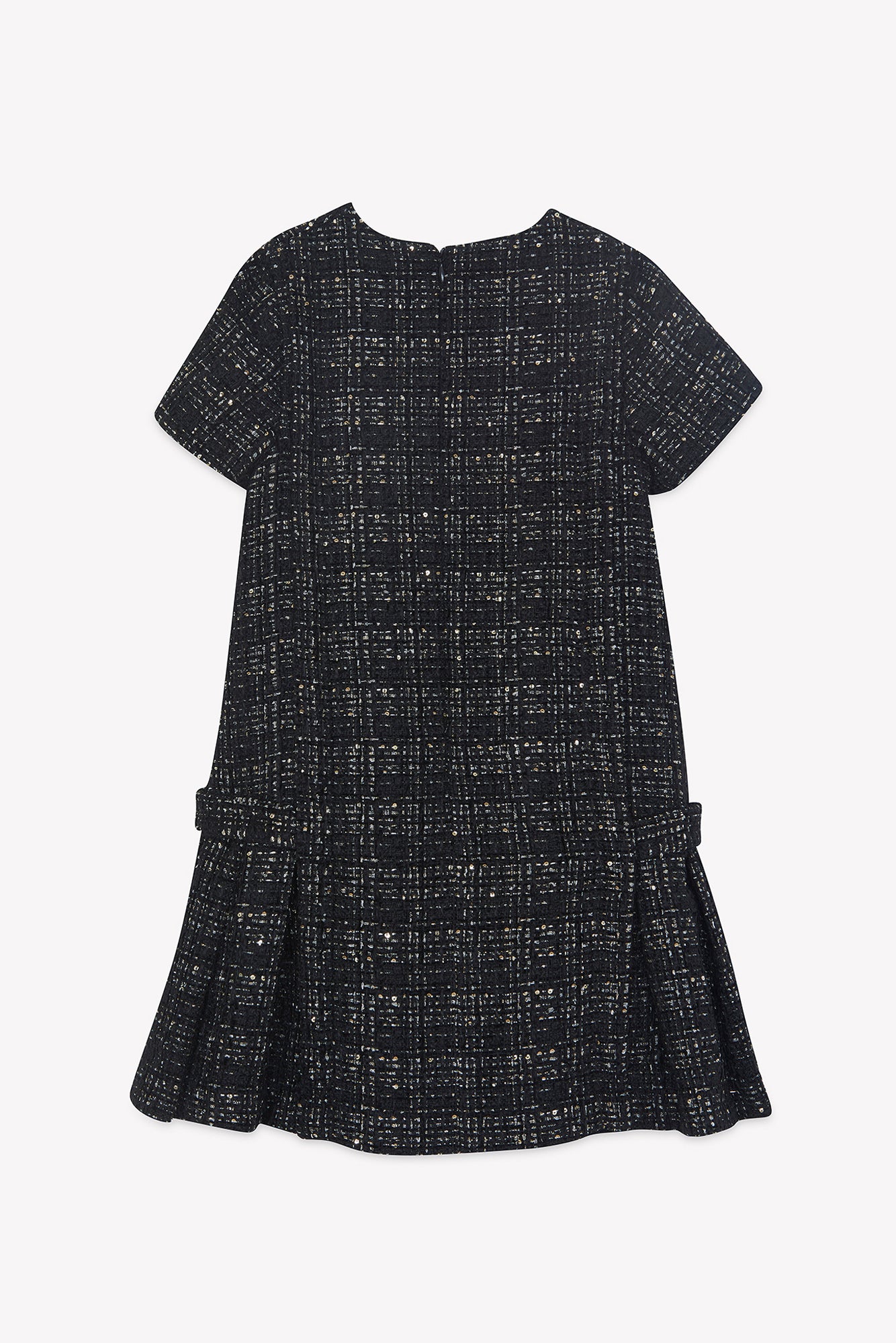 Dress - Black tweed Round neck