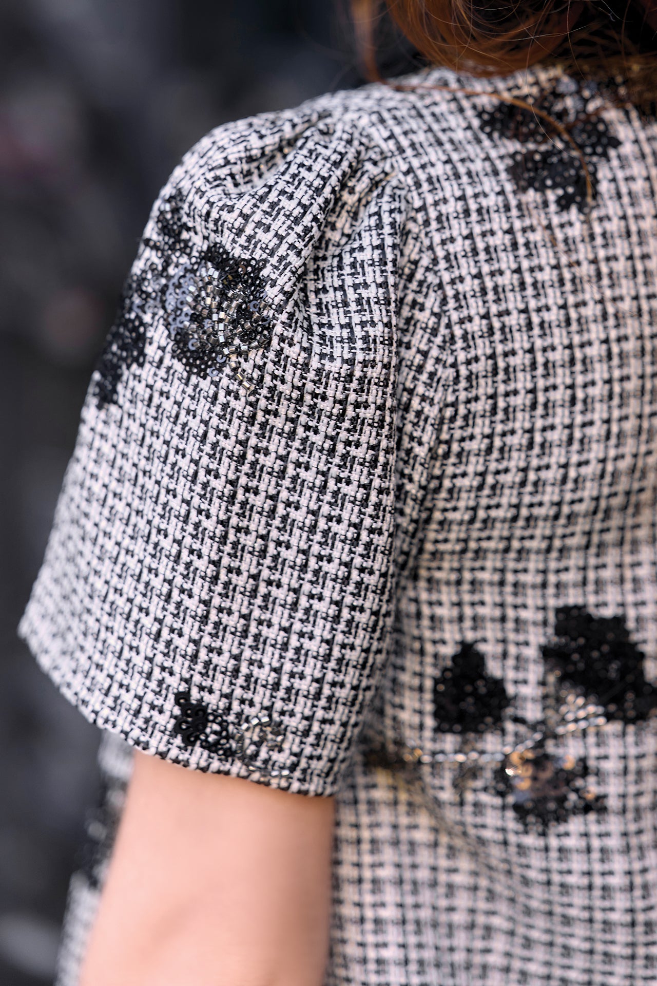 Dress - Black Peter pan collar Puppytooth