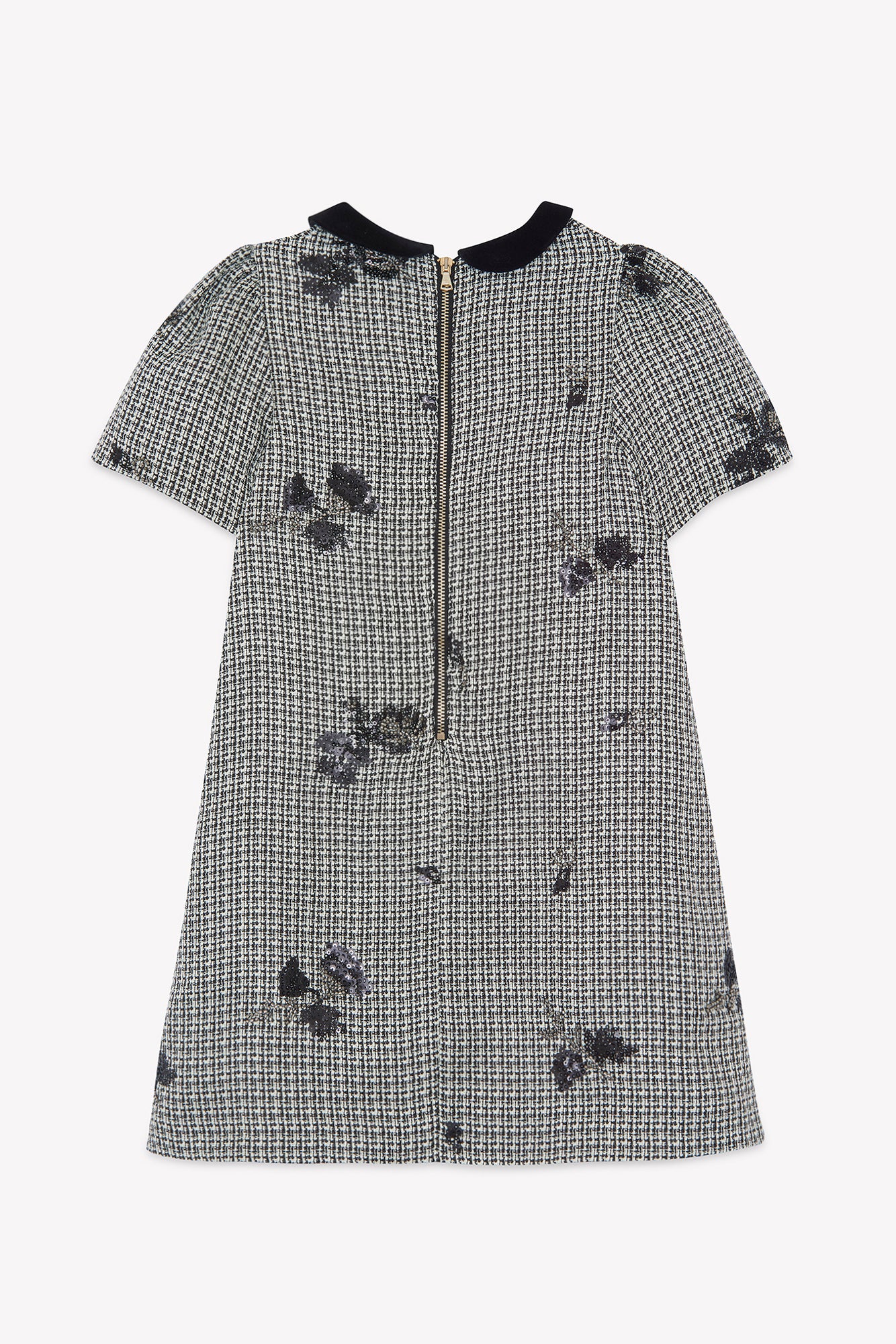 Dress - Black Peter pan collar Puppytooth