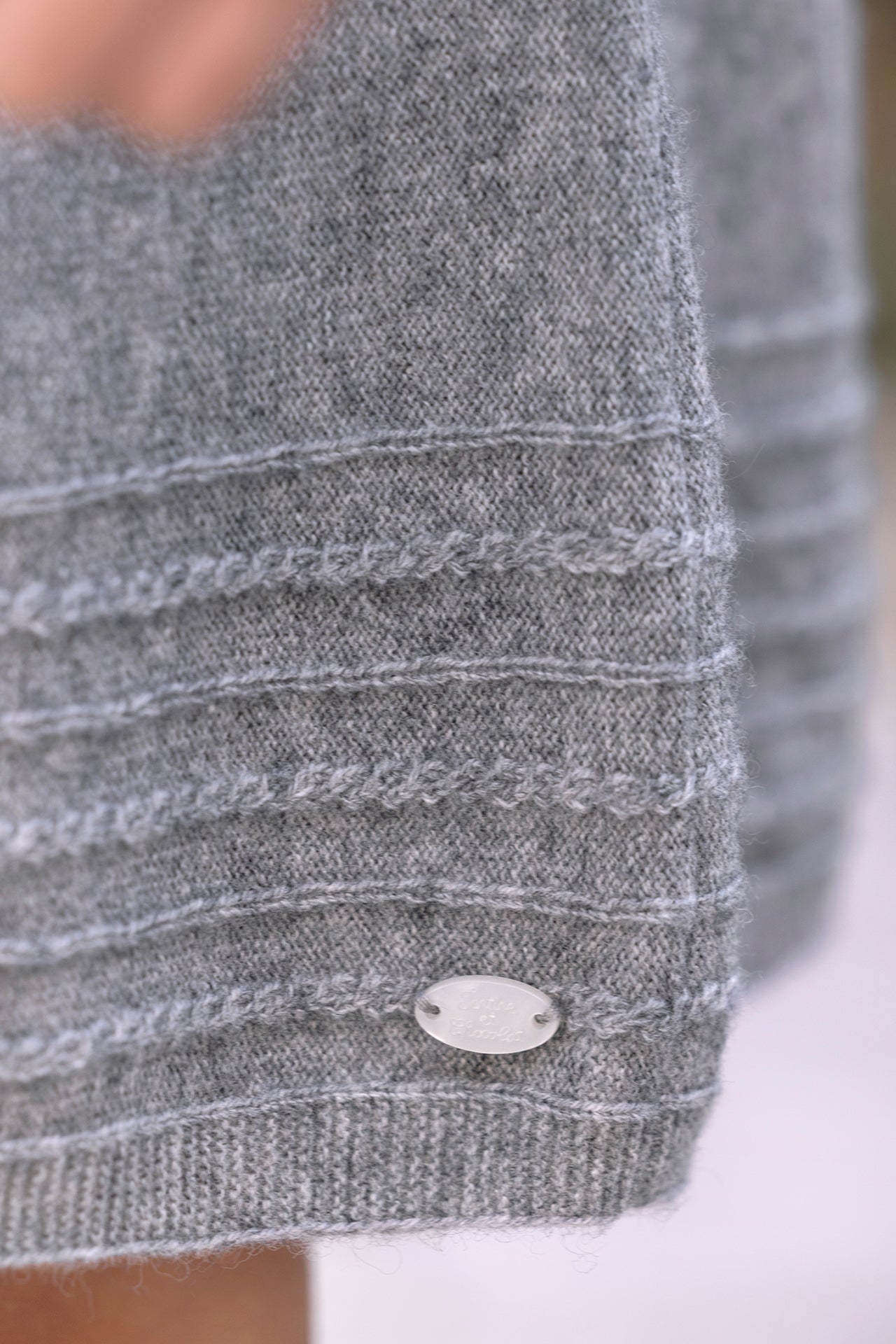 Vestito - Grigio erica Lana Ricamo fiori
