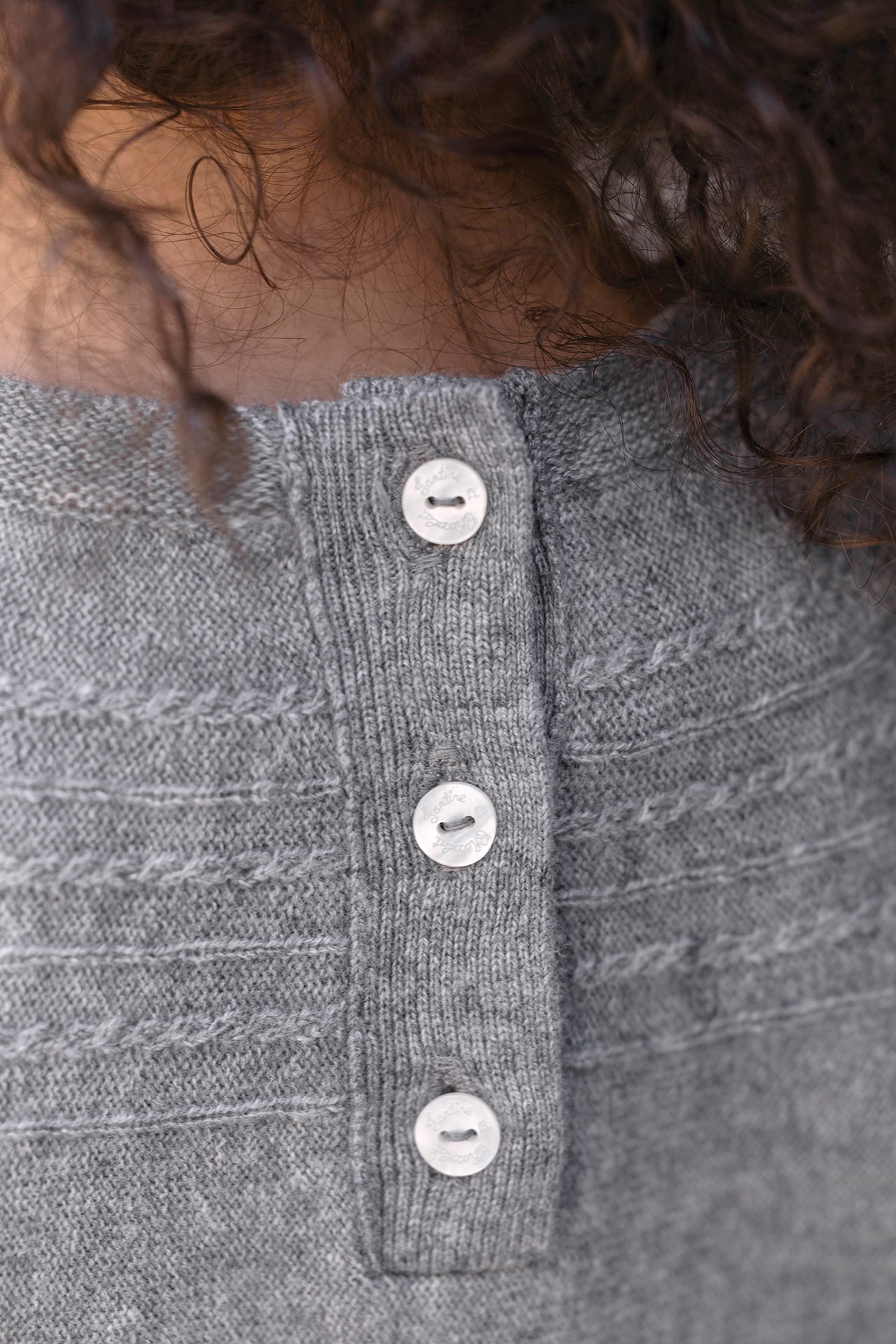 Vestito - Grigio erica Lana Ricamo fiori