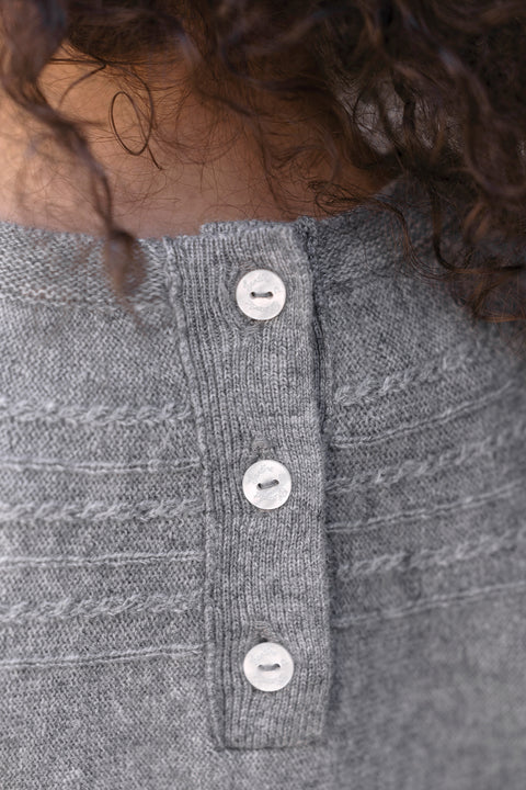 Vestito - Grigio erica Lana Ricamo fiori - Image principale