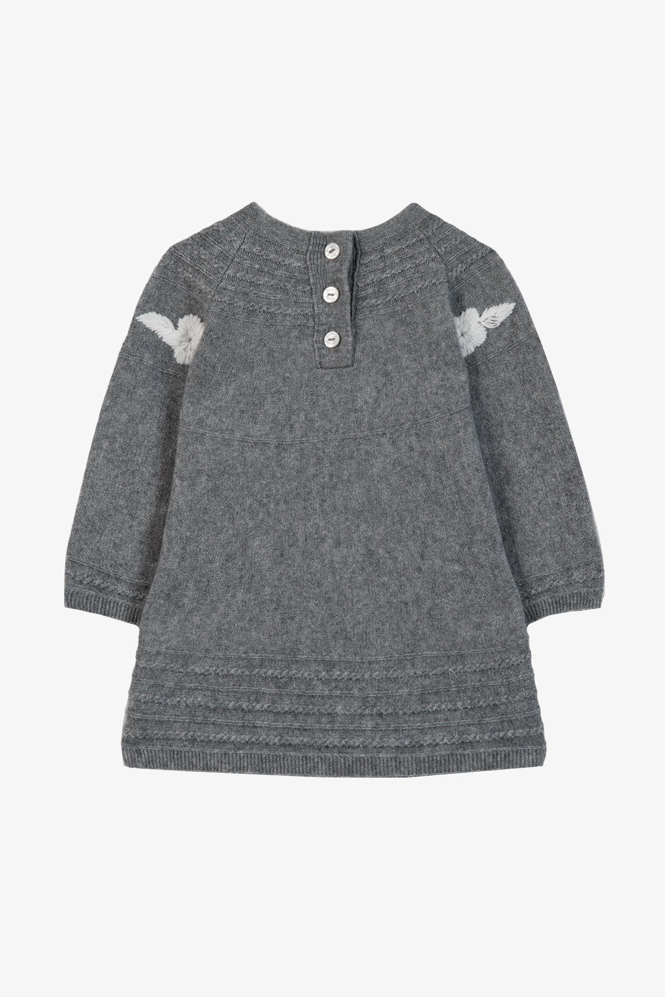 Vestito - Grigio erica Lana Ricamo fiori
