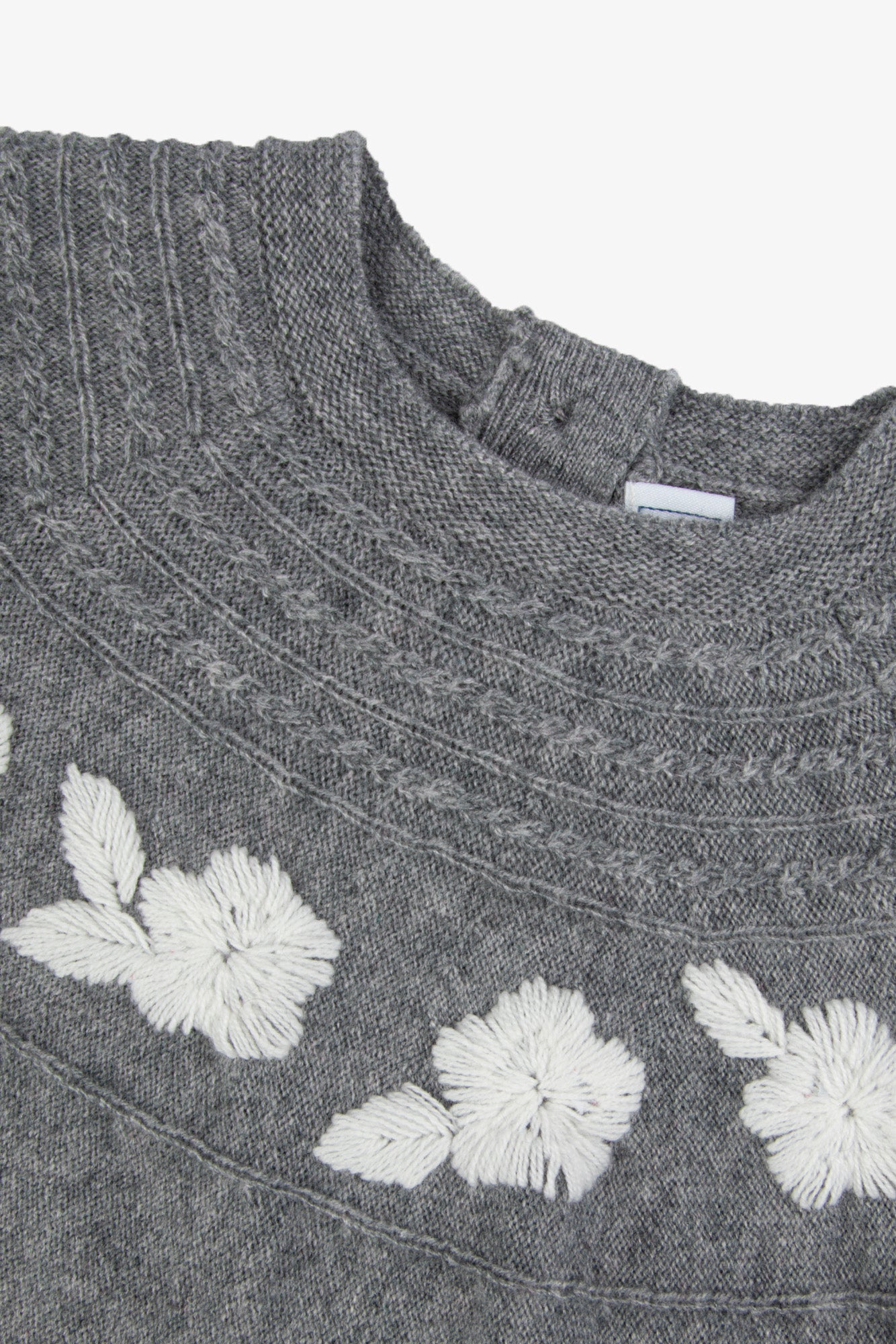 Vestito - Grigio erica Lana Ricamo fiori