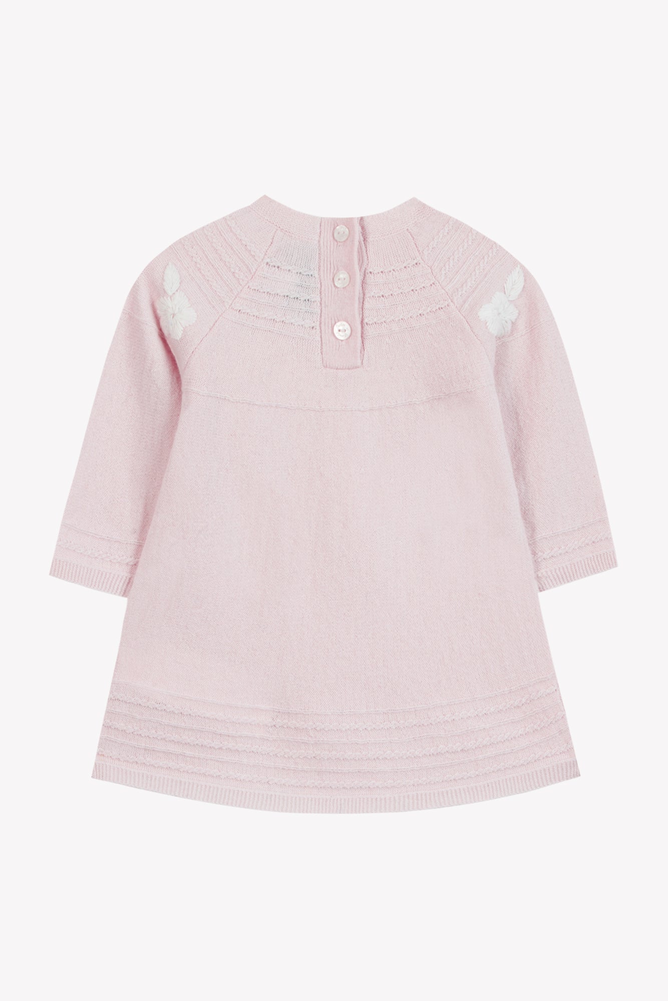 Kleid - Rose Wolle Blumenstickerei