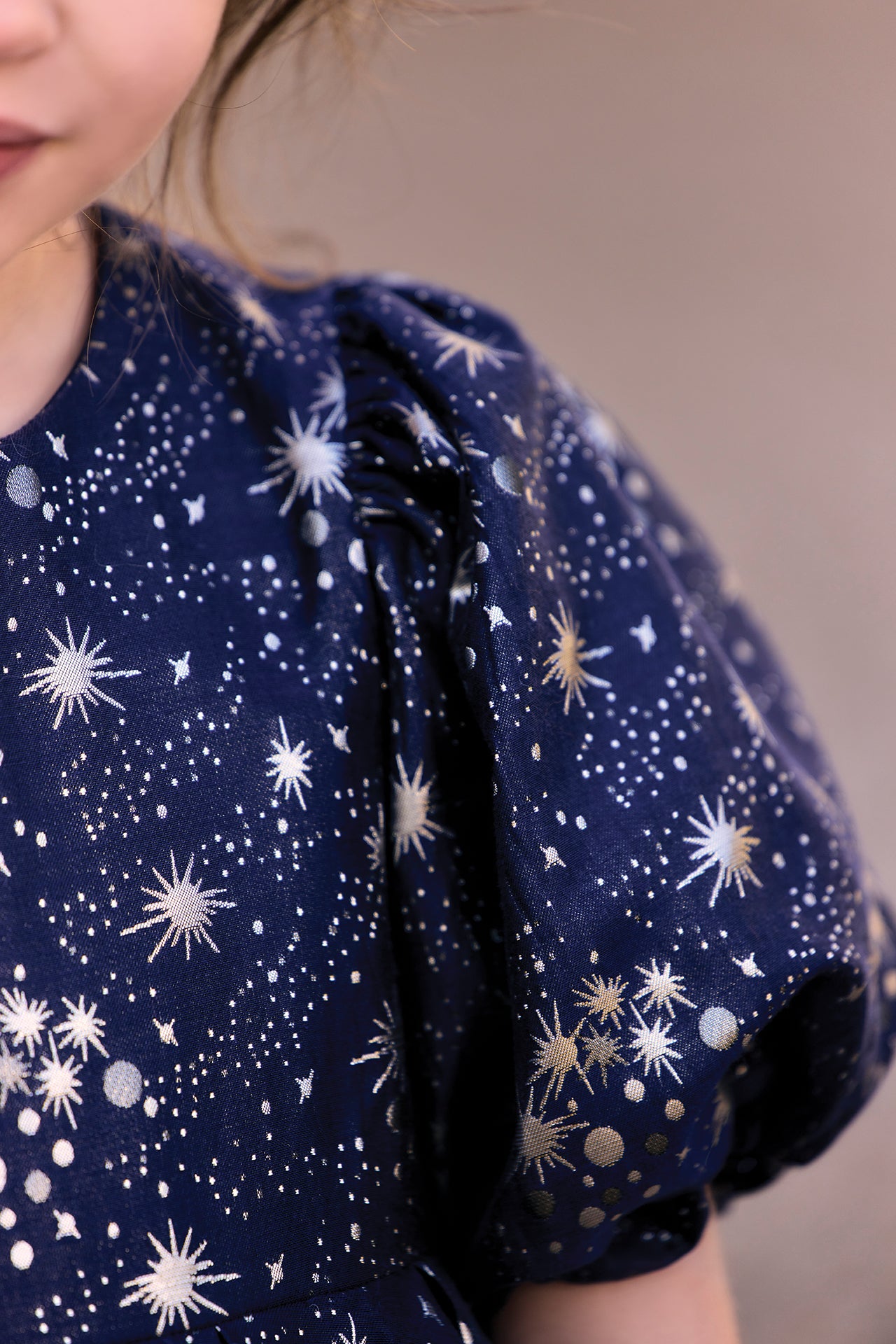 Dress - Navy Round neck jacquard stars