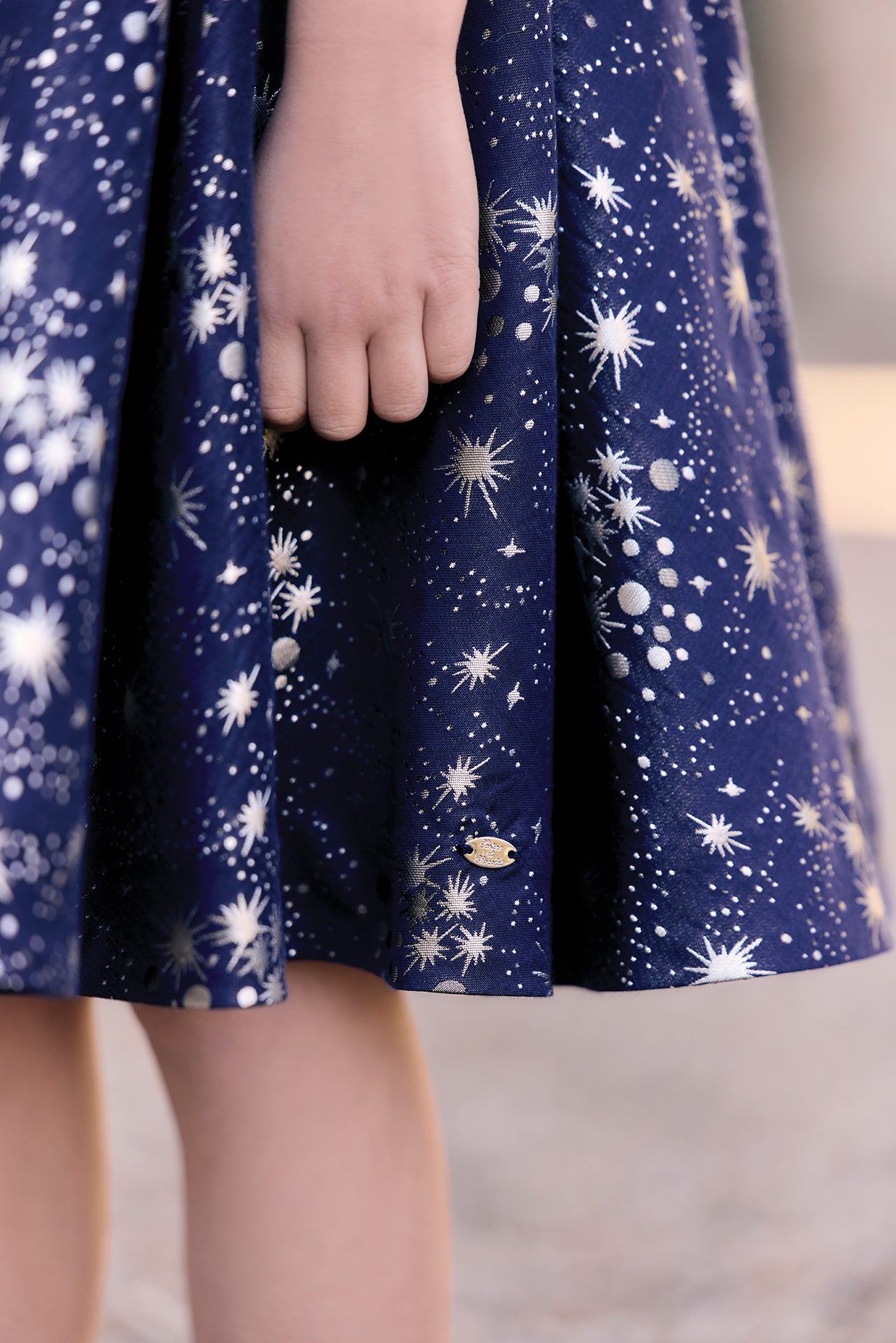 Dress - Navy Round neck jacquard stars