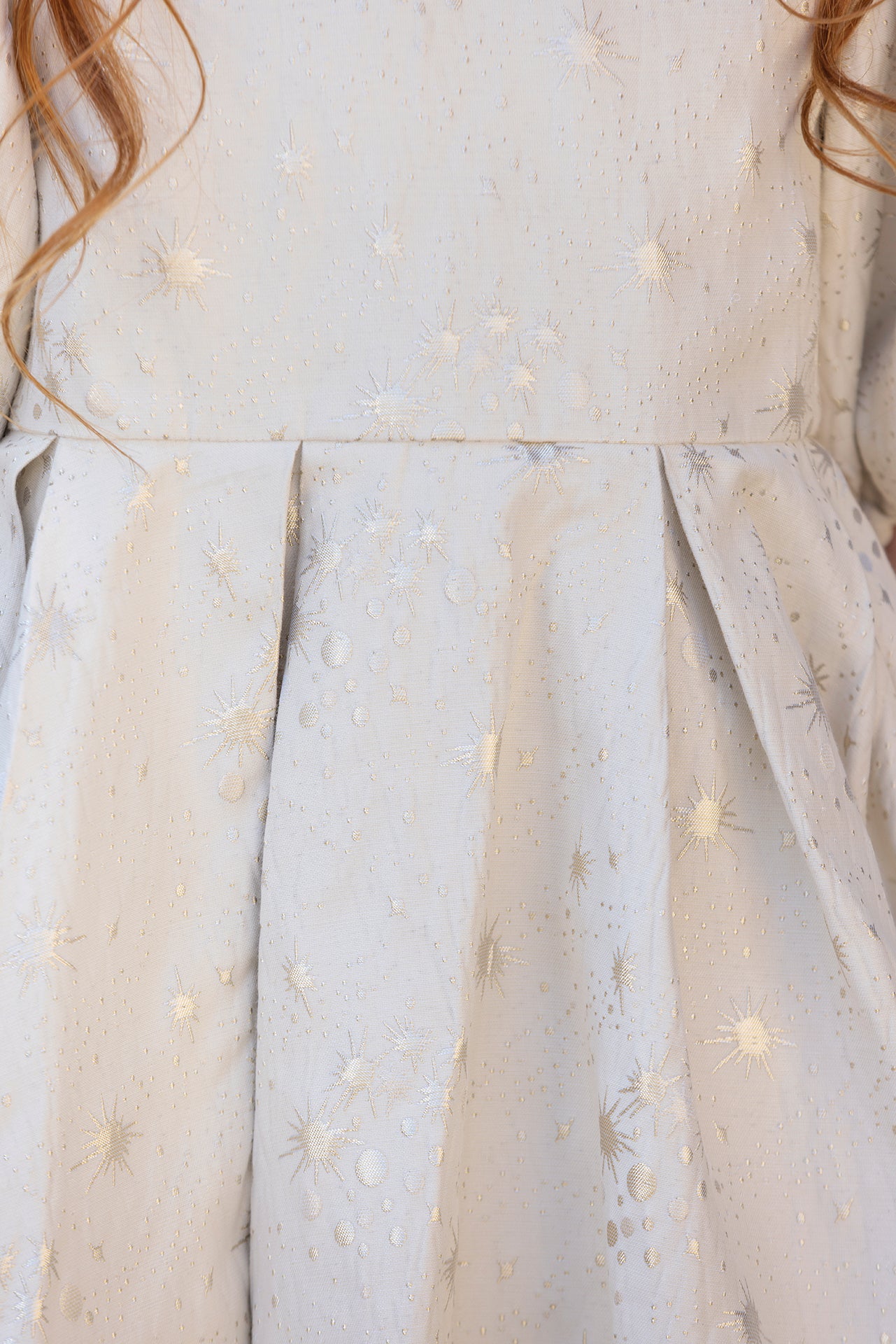 Dress - Ecru Round neck jacquard stars